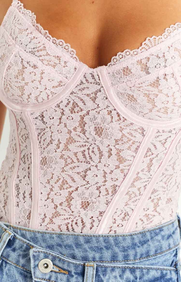 Louisa Pink Lace Corset Top-Vavasi.All Rights Reserved.