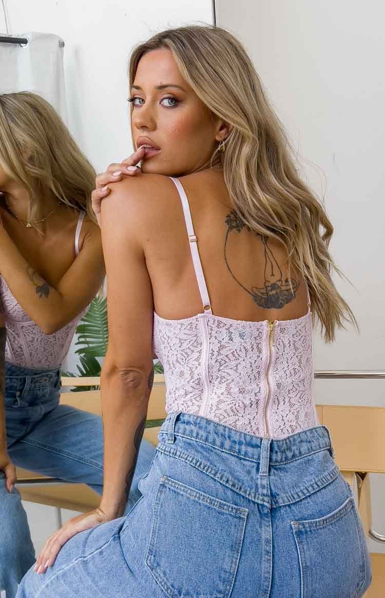 Louisa Pink Lace Corset Top-Vavasi.All Rights Reserved.