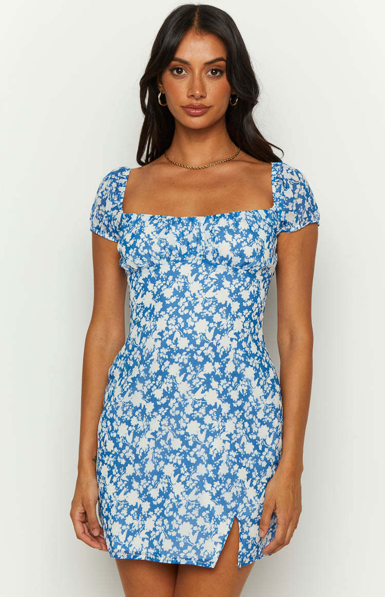 Love & Lust Blue Floral Mini Dress-Vavasi.All Rights Reserved.