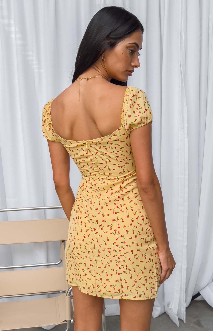 Love & Lust Yellow Floral Cap Sleeve Mini Dress-Vavasi.All Rights Reserved.