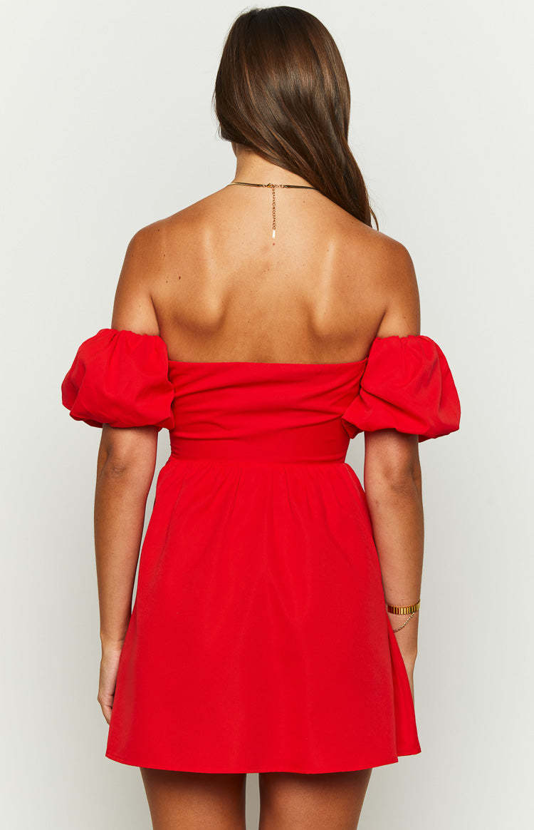 Love Lost Off The Shoulder Red Mini Dress-Vavasi.All Rights Reserved.