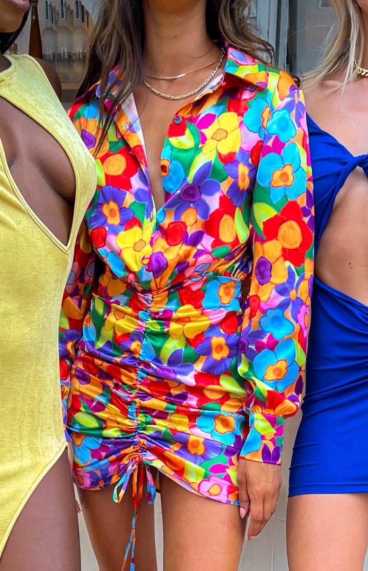 Lover Satin Shirt Dress Multi Floral-Vavasi.All Rights Reserved.