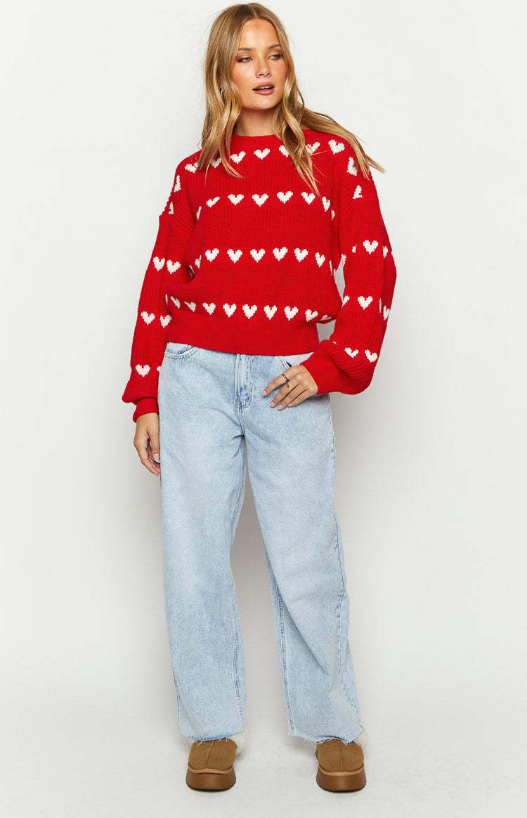 Lovey White Heart Stripe Jumper-Vavasi.All Rights Reserved.