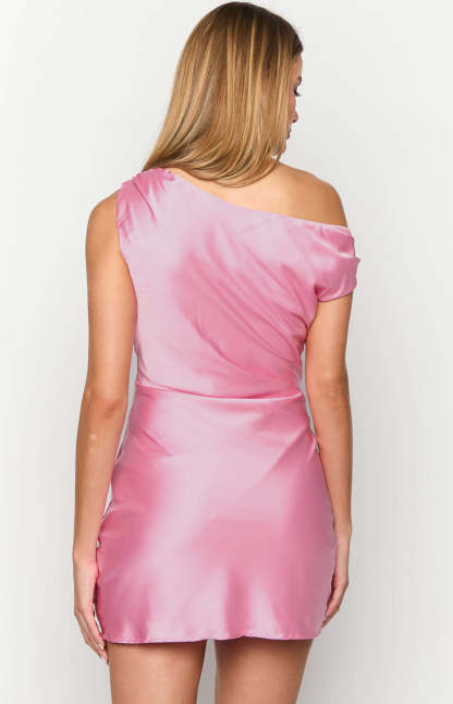 Lucas Pink Satin Mini Dress-Vavasi.All Rights Reserved.