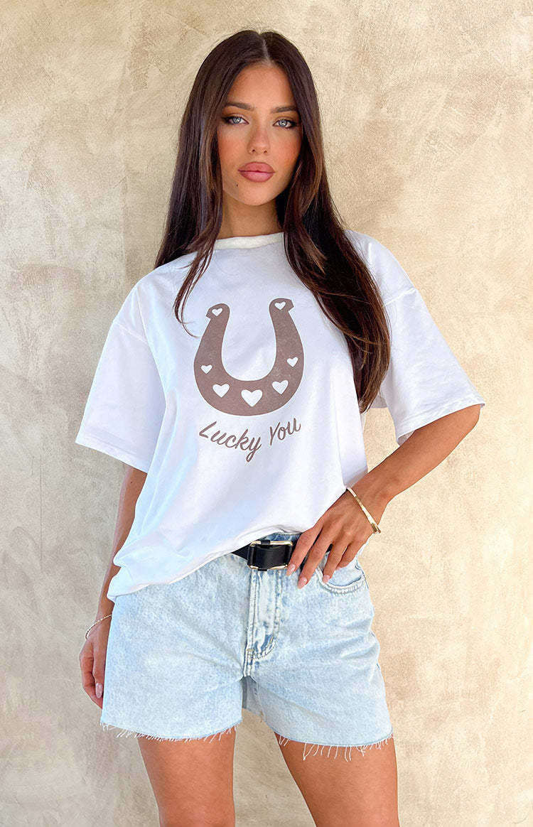 Lucky You White Western Tee-Vavasi.All Rights Reserved.