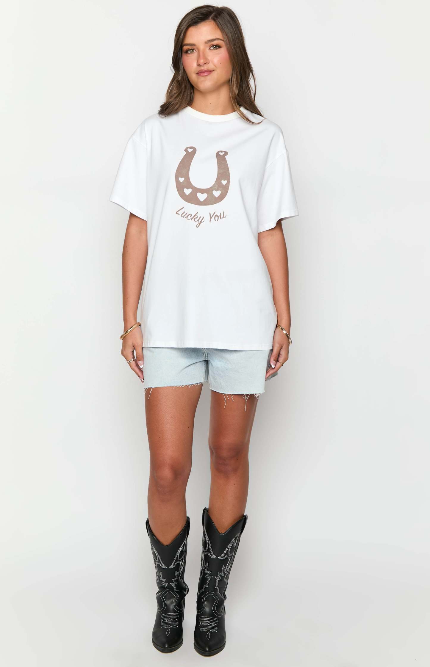 Lucky You White Western Tee-Vavasi.All Rights Reserved.