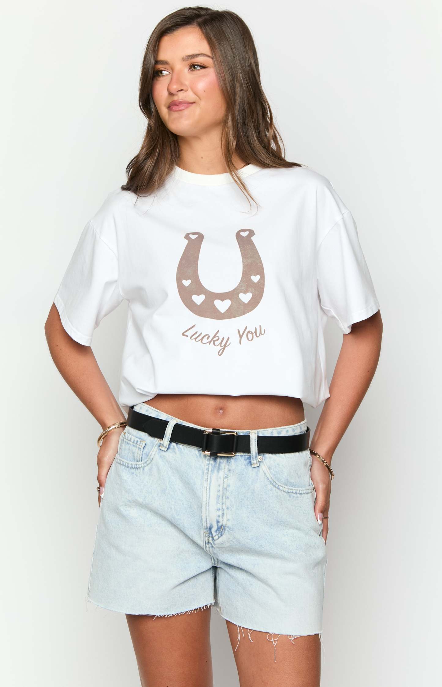 Lucky You White Western Tee-Vavasi.All Rights Reserved.