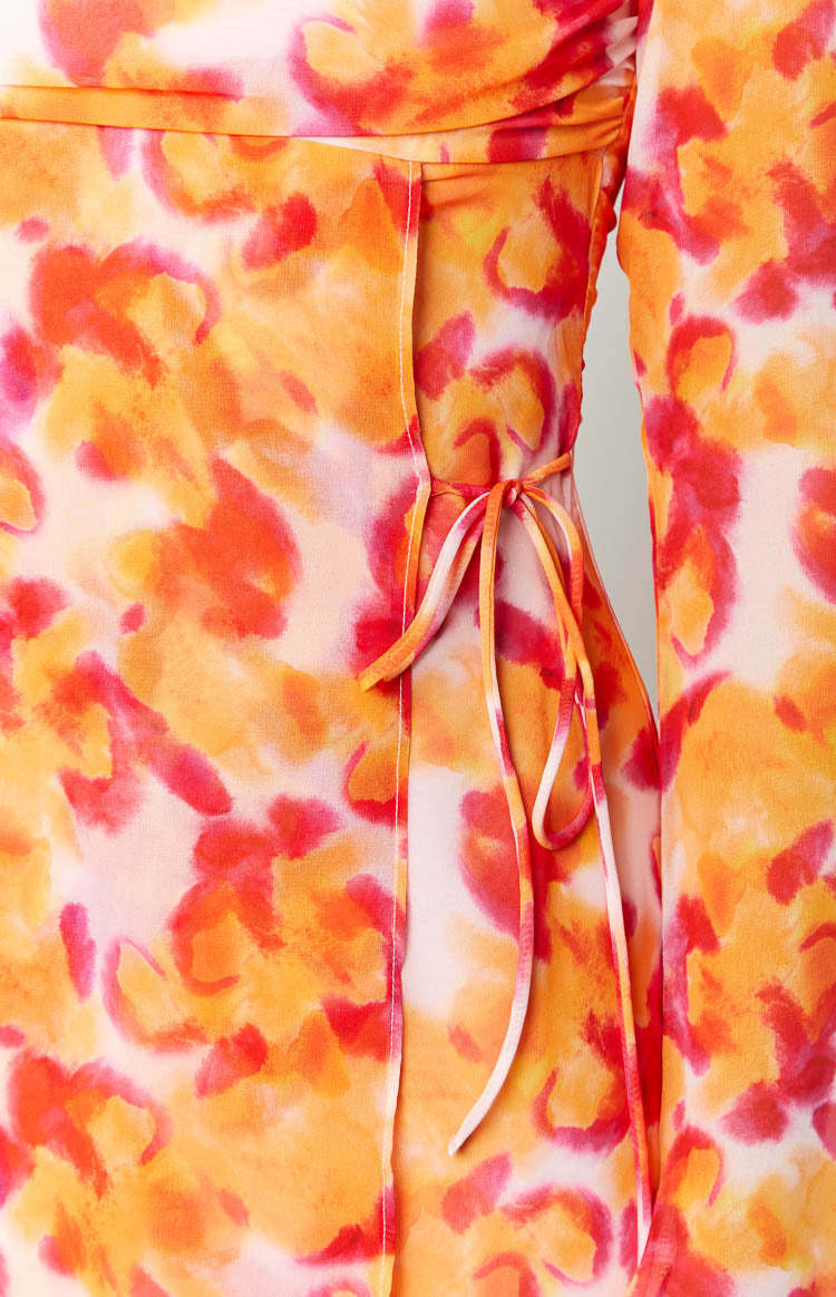 Lucy Azalea Pink Print Long Sleeve Mini Dress-Vavasi.All Rights Reserved.