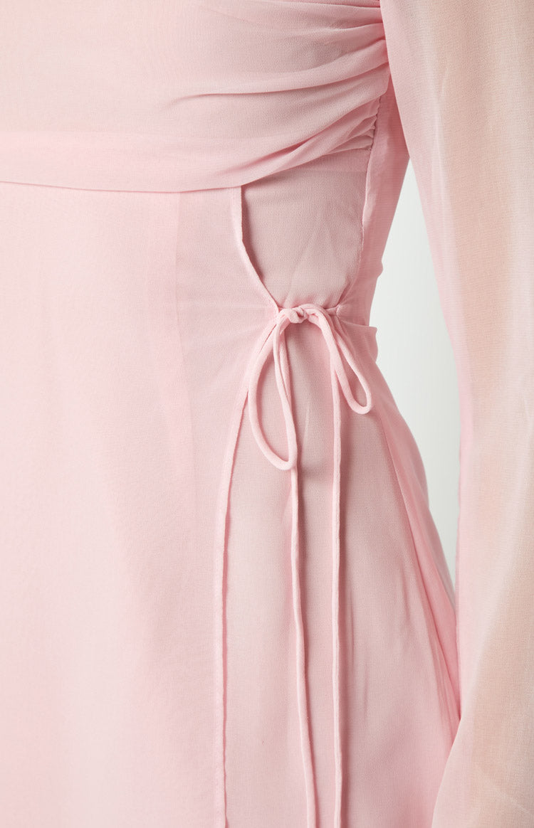 Lucy Baby Pink Long Sleeve Mini Dress-Vavasi.All Rights Reserved.