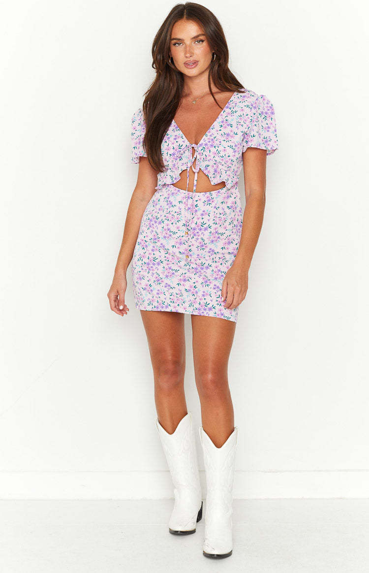 Luelle Lilac Floral Mini Dress-Vavasi.All Rights Reserved.