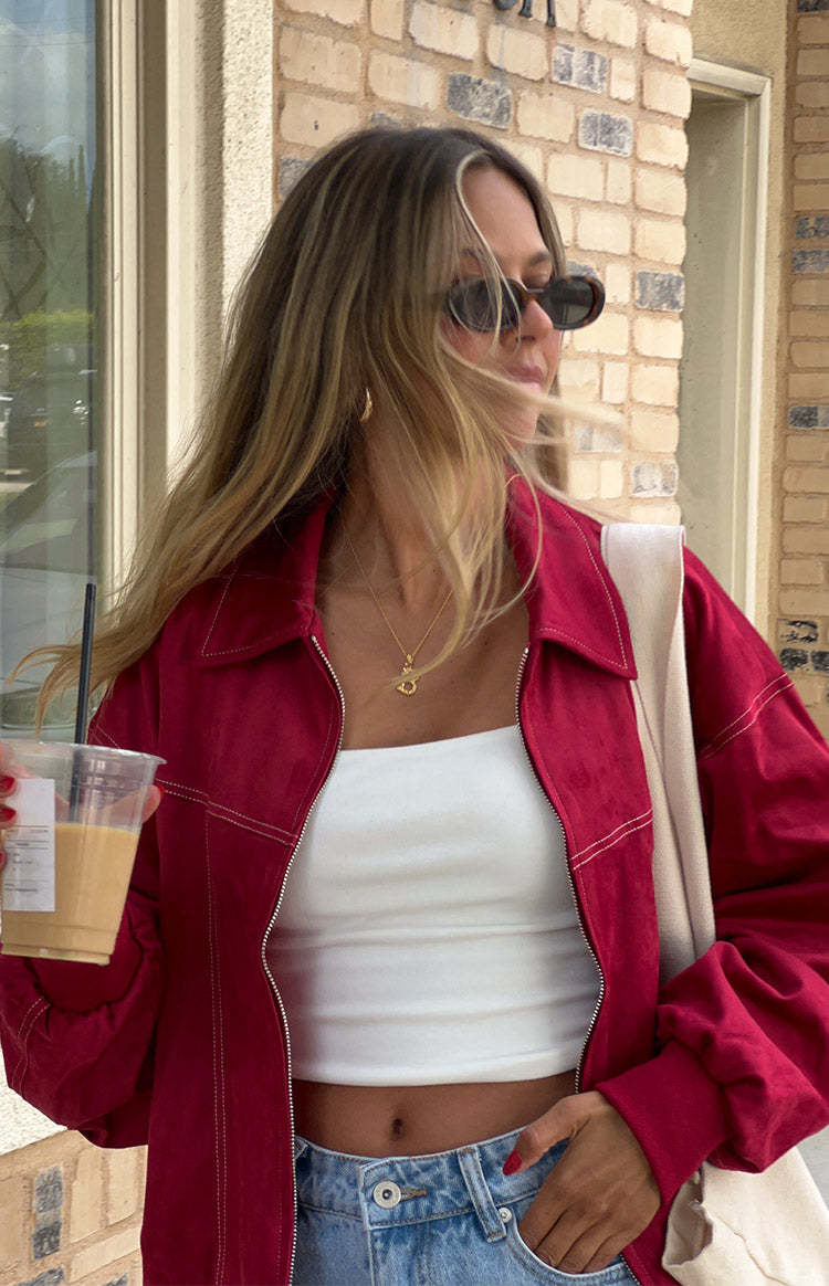 Lui Red Bomber Jacket-Vavasi.All Rights Reserved.