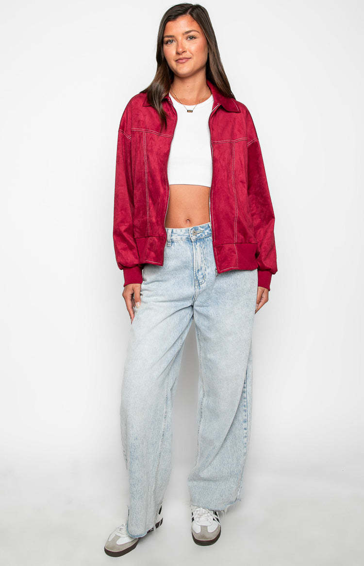 Lui Red Bomber Jacket-Vavasi.All Rights Reserved.