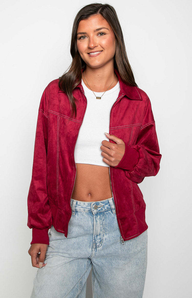 Lui Red Bomber Jacket-Vavasi.All Rights Reserved.