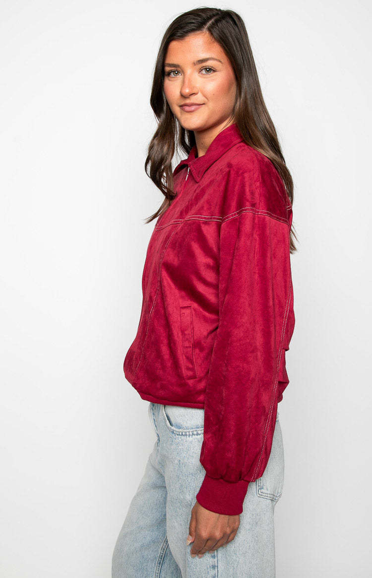Lui Red Bomber Jacket-Vavasi.All Rights Reserved.
