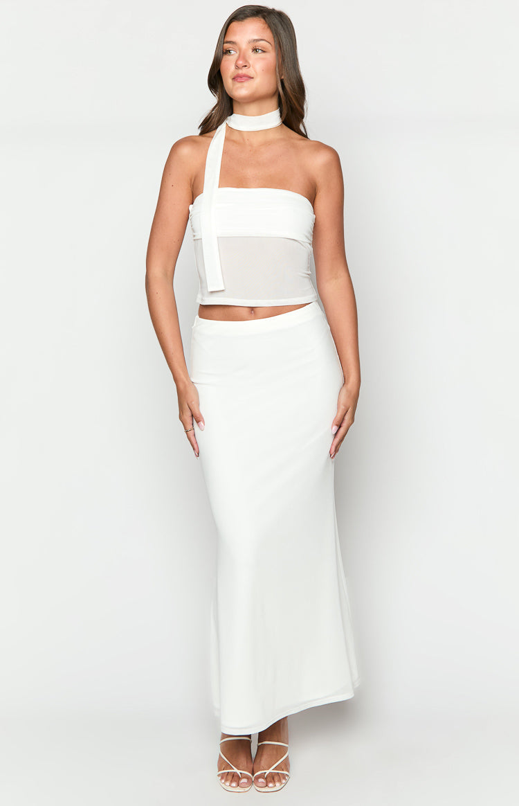 Luna White Maxi Skirt-Vavasi.All Rights Reserved.