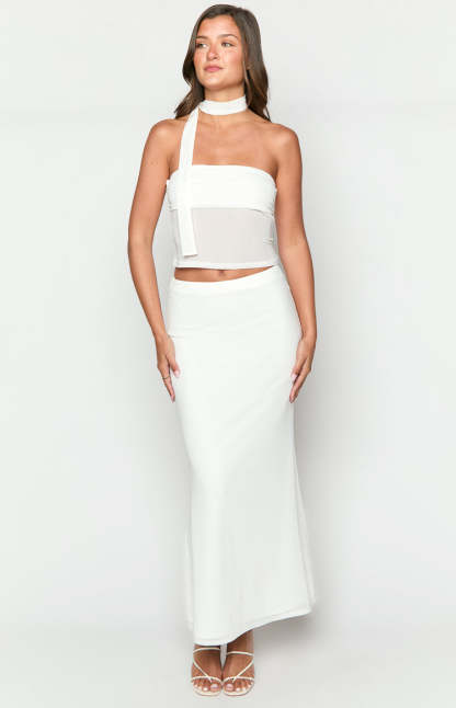 Luna White Maxi Skirt-Vavasi.All Rights Reserved.