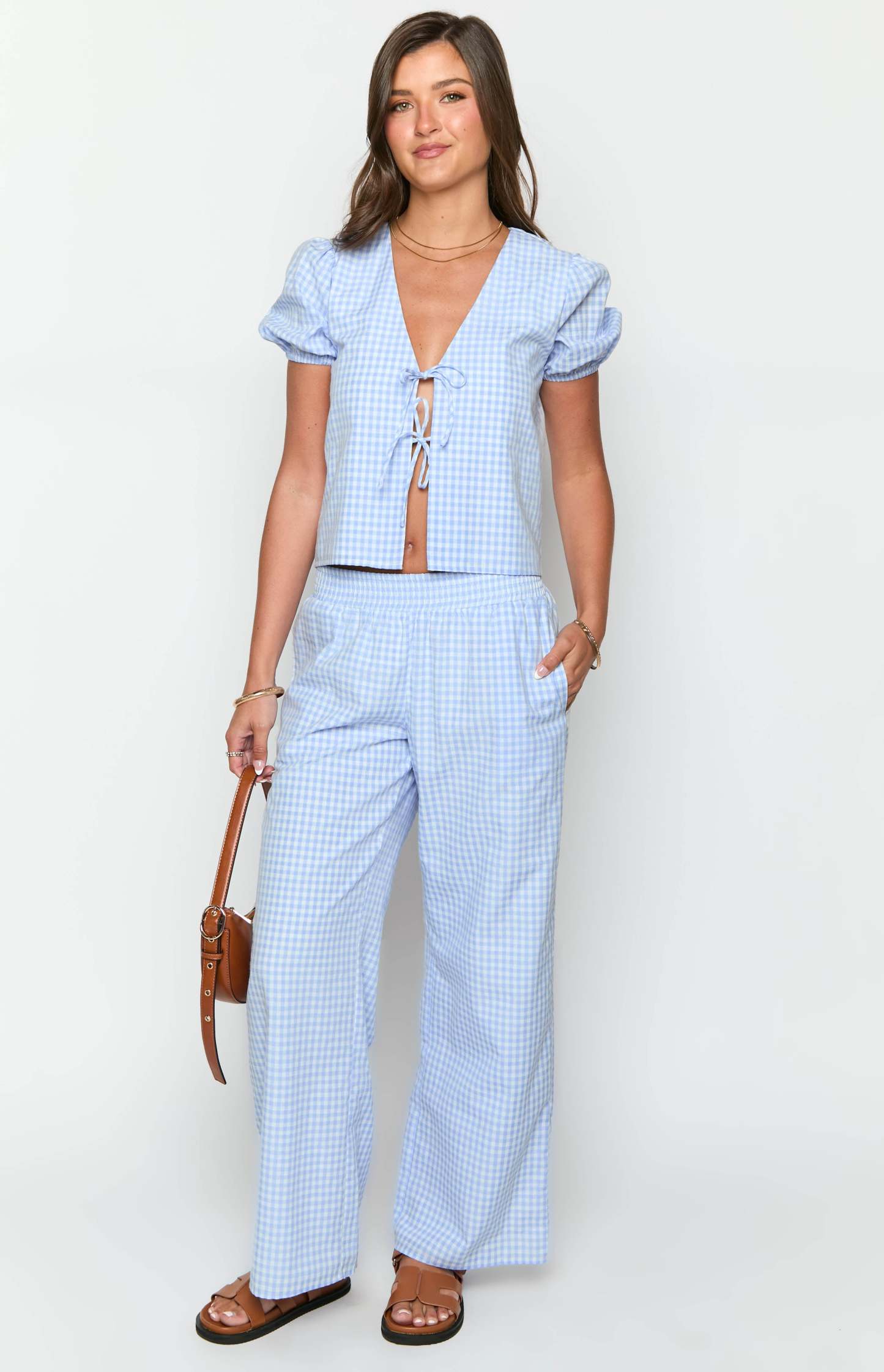 Lunya Blue Gingham Pants-Vavasi.All Rights Reserved.