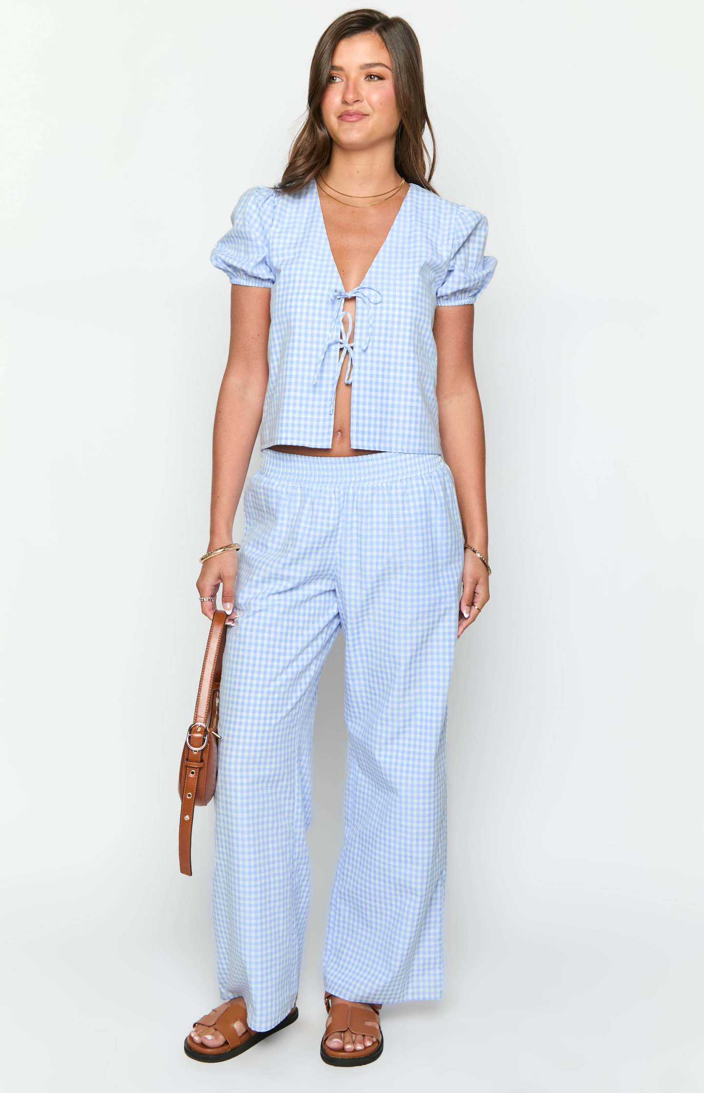 Lunya Blue Gingham Pants-Vavasi.All Rights Reserved.