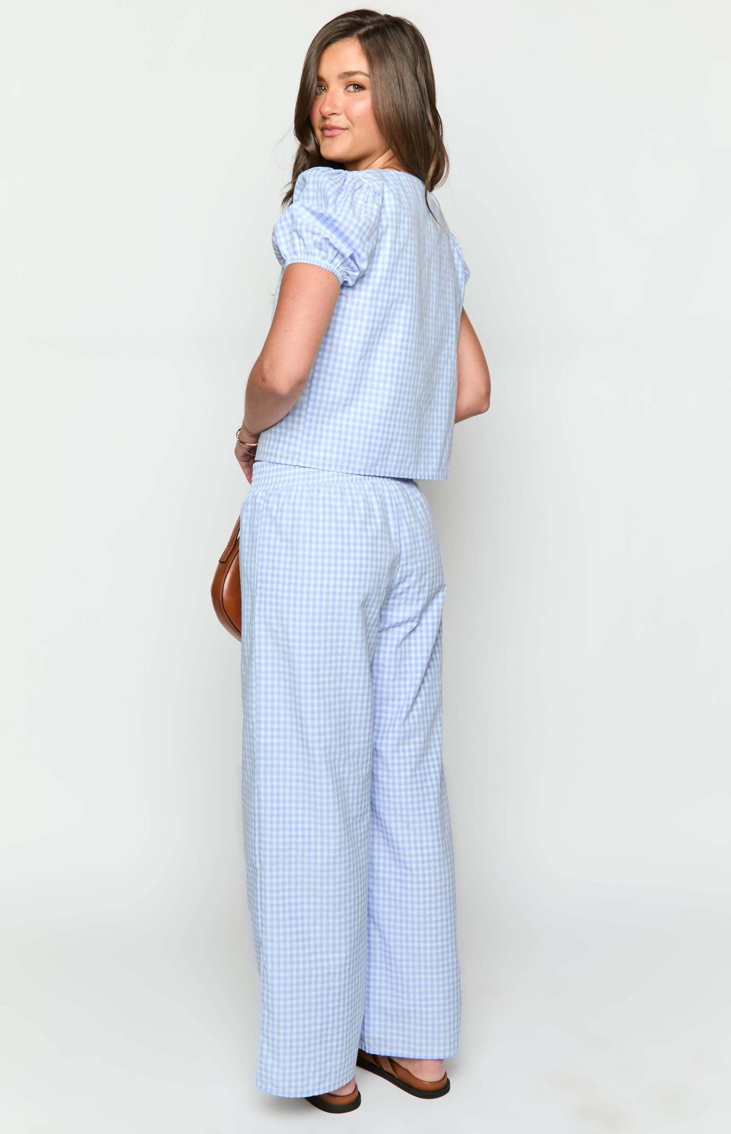 Lunya Blue Gingham Pants-Vavasi.All Rights Reserved.