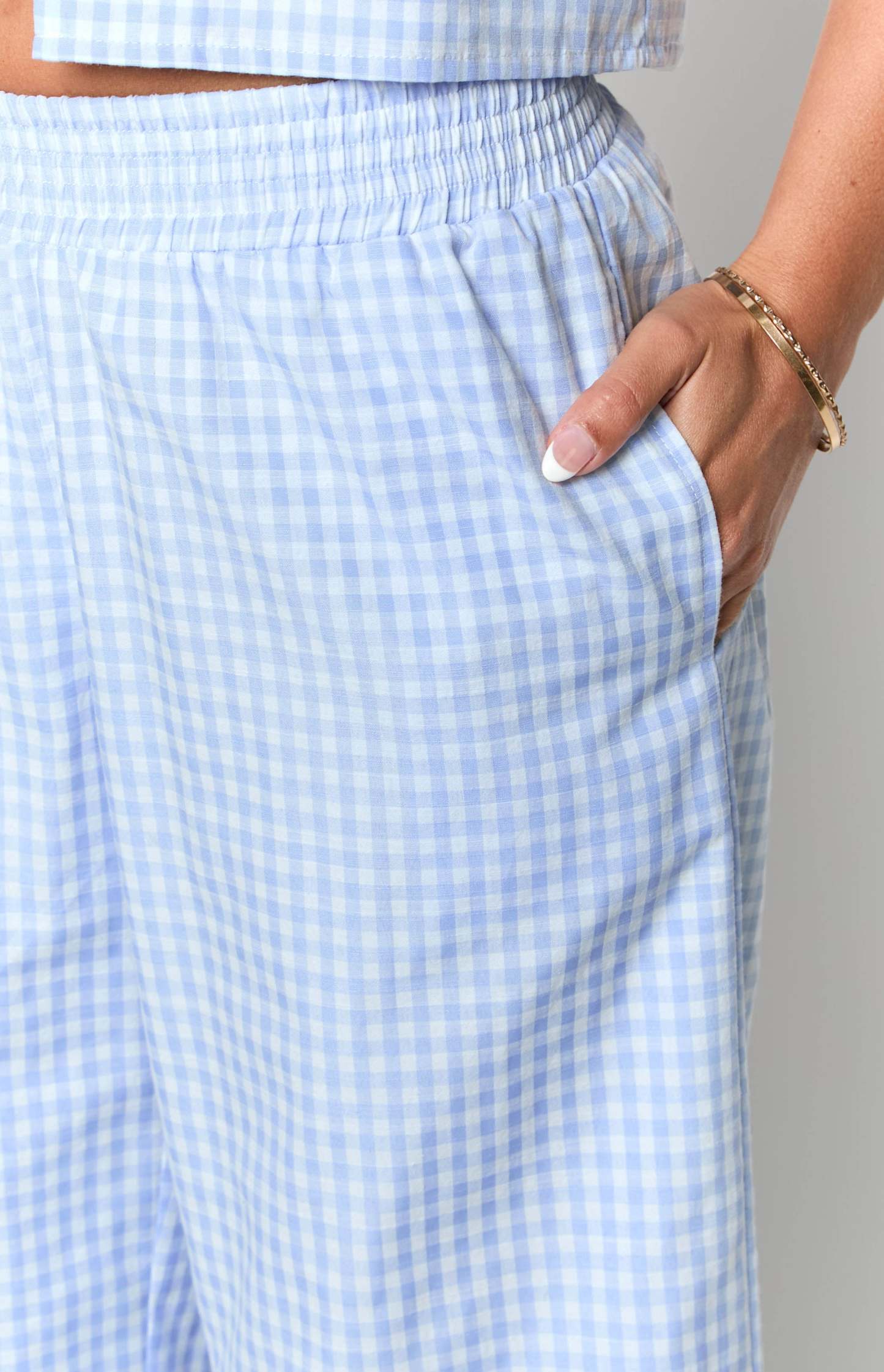 Lunya Blue Gingham Pants-Vavasi.All Rights Reserved.