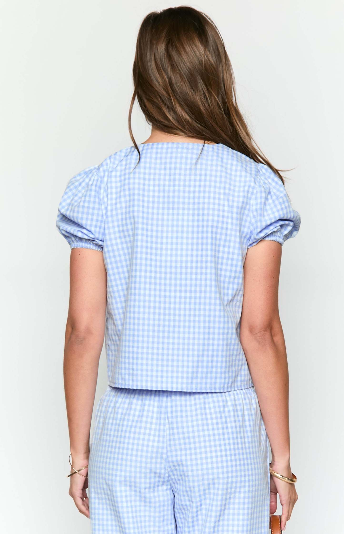 Lunya Blue Gingham Tie Up Top-Vavasi.All Rights Reserved.
