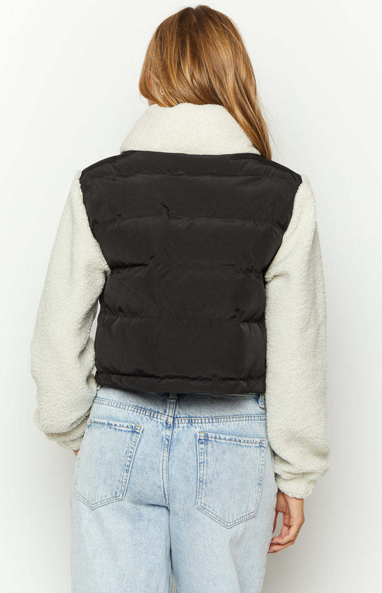 Maelle Black Sherpa Puffer Jacket-Vavasi.All Rights Reserved.