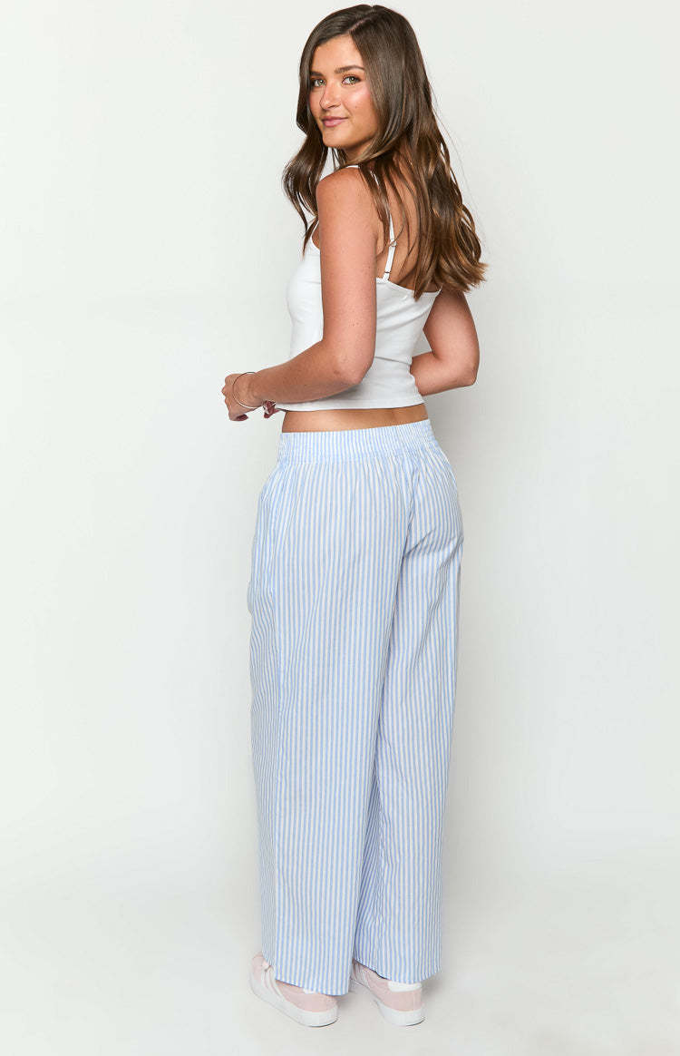 Mahalia Light Blue Stripe Pants-Vavasi.All Rights Reserved.
