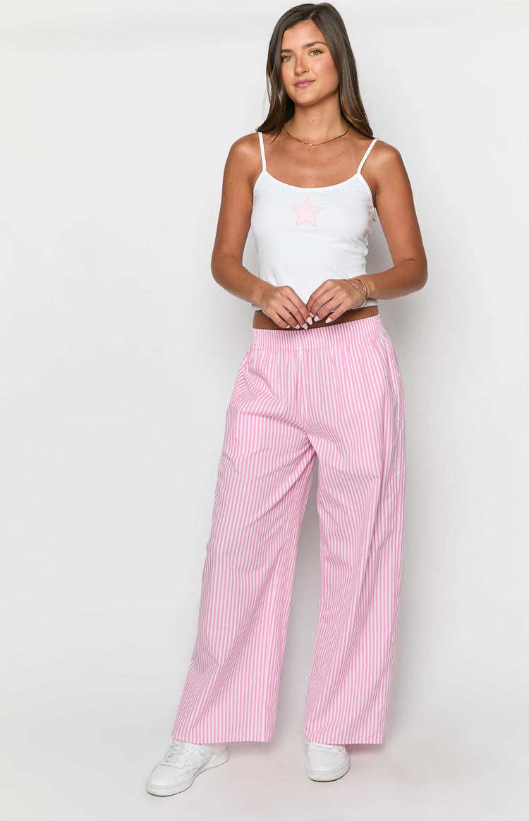 Mahalia Pink Stripe Pants-Vavasi.All Rights Reserved.