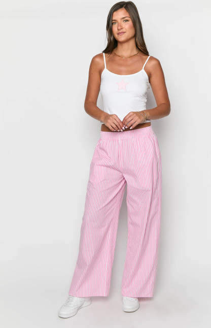 Mahalia Pink Stripe Pants-Vavasi.All Rights Reserved.