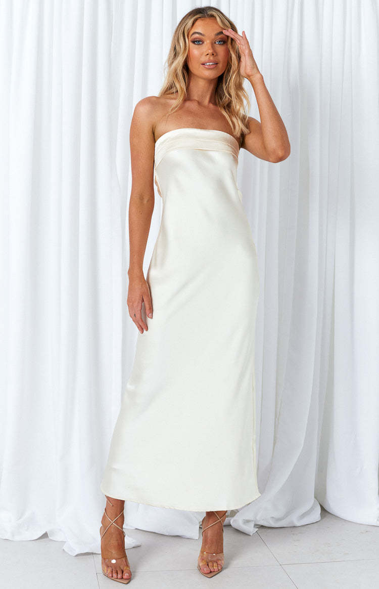 Maiah Cream Maxi Dress-Vavasi.All Rights Reserved.