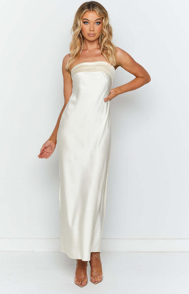Maiah Cream Maxi Dress-Vavasi.All Rights Reserved.