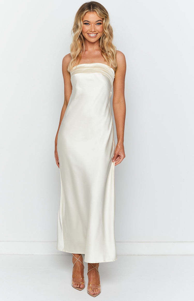 Maiah Cream Maxi Dress-Vavasi.All Rights Reserved.