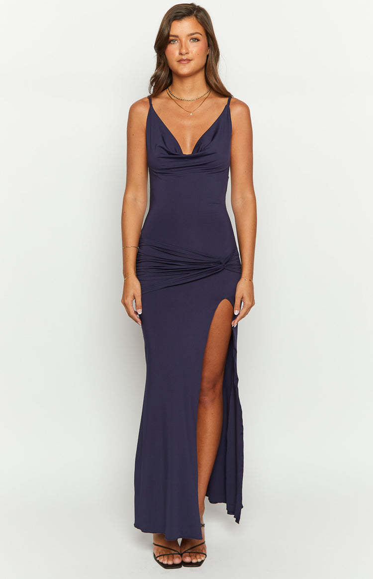 Makeo Navy Maxi Dress-Vavasi.All Rights Reserved.