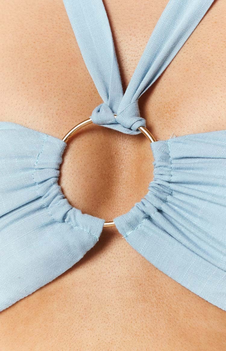 Malaney Blue Halter Top-Vavasi.All Rights Reserved.