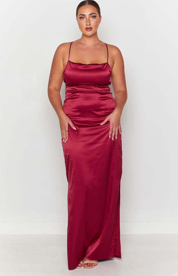 Manhattan Slip Formal Dress Wine-Vavasi.All Rights Reserved.