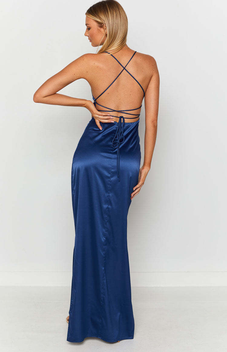 Manhattan Slip Formal Dress Navy-Vavasi.All Rights Reserved.