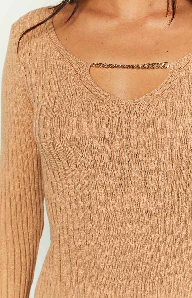 Maren Beige Chain Jumper-Vavasi.All Rights Reserved.
