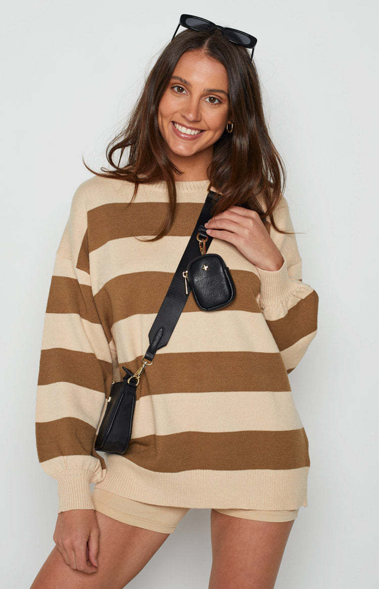 Marg Tan Stripe Jumper-Vavasi.All Rights Reserved.