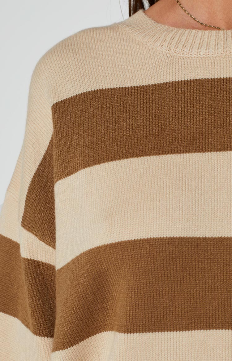 Marg Tan Stripe Jumper-Vavasi.All Rights Reserved.