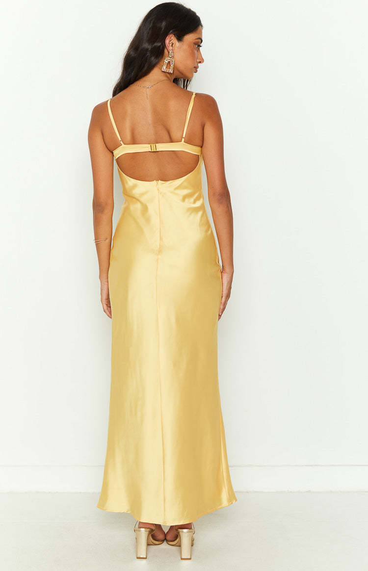 Mariana Yellow Lace Bust Midi Dress-Vavasi.All Rights Reserved.