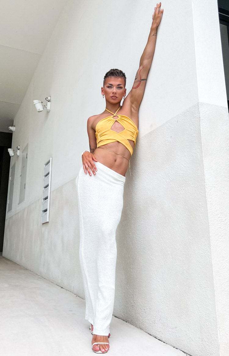Marleigh Yellow Ring Halter Top-Vavasi.All Rights Reserved.