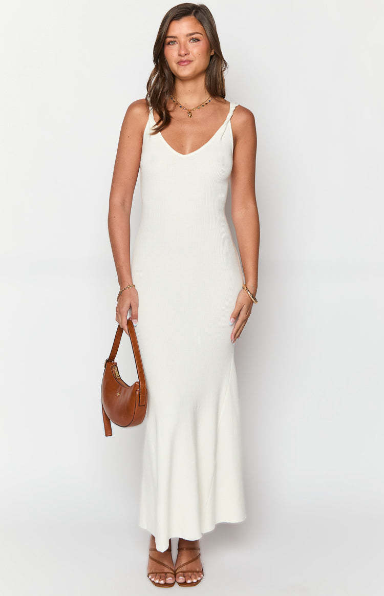 Marlene White Knit Maxi Dress-Vavasi.All Rights Reserved.