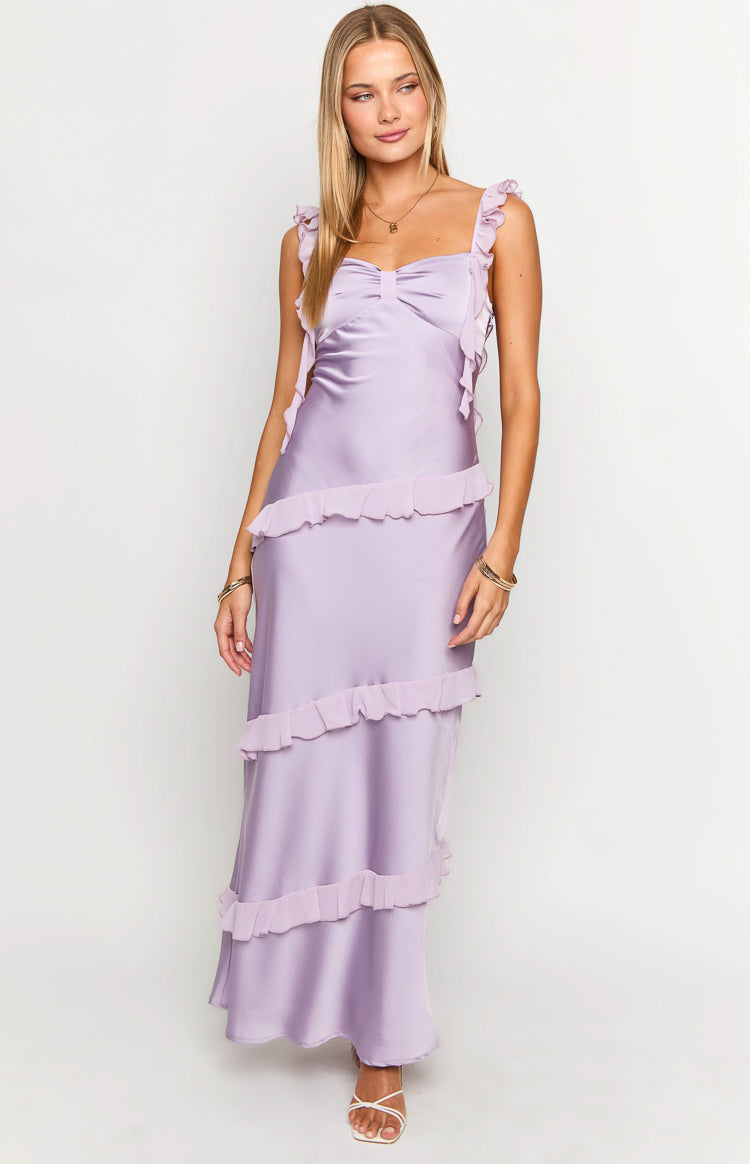 Marmalade Purple Ruffle Maxi Dress-Vavasi.All Rights Reserved.