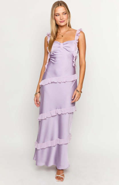 Marmalade Purple Ruffle Maxi Dress-Vavasi.All Rights Reserved.