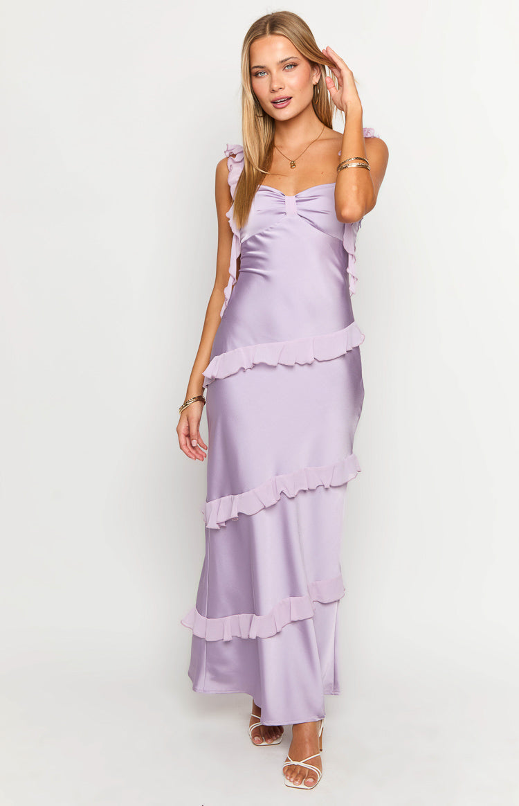Marmalade Purple Ruffle Maxi Dress-Vavasi.All Rights Reserved.
