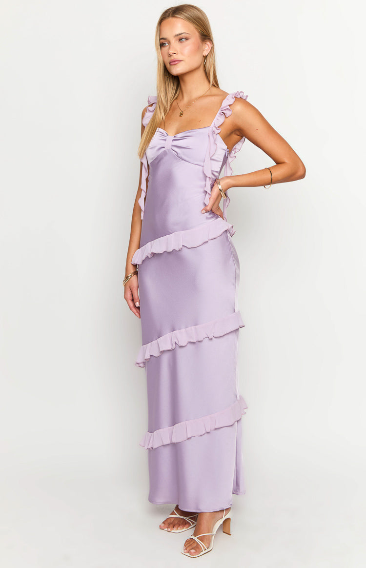 Marmalade Purple Ruffle Maxi Dress-Vavasi.All Rights Reserved.