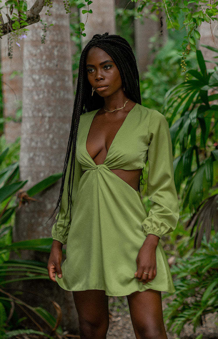 Mars Twist Mini Dress Green-Vavasi.All Rights Reserved.