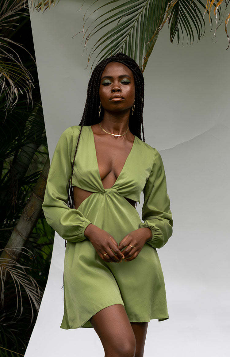 Mars Twist Mini Dress Green-Vavasi.All Rights Reserved.