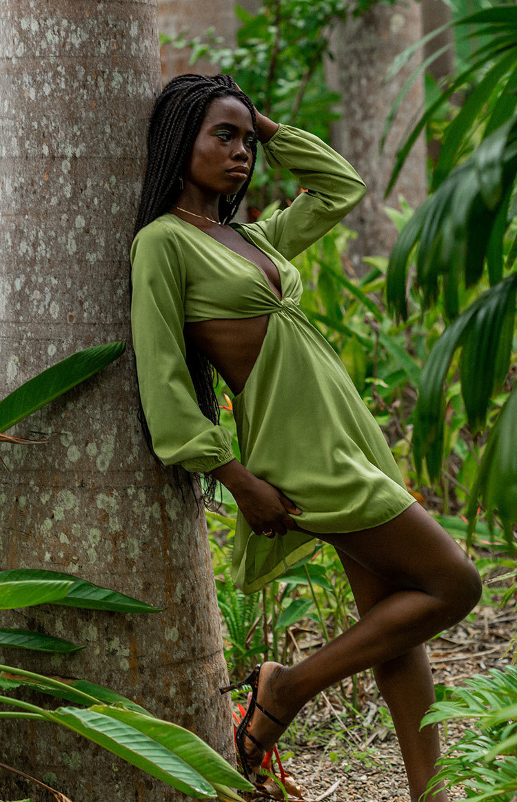 Mars Twist Mini Dress Green-Vavasi.All Rights Reserved.