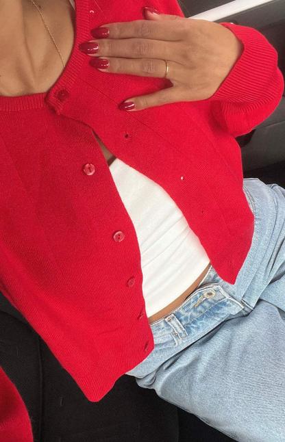 Mason Red Cardigan-Vavasi.All Rights Reserved.